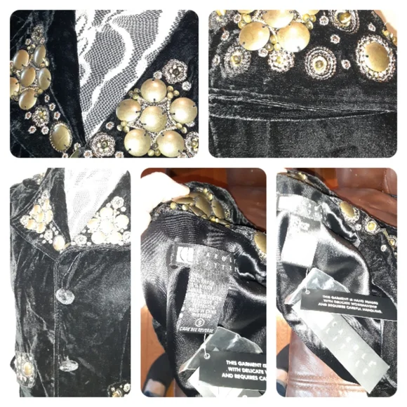 Carole Little Brand New Black Velvet Type Jacket - Picture 3 of 3